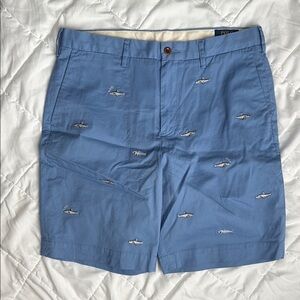 Polo by Ralph Lauren Blue Flat Front Chino Shorts with Embroidery